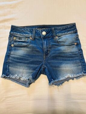 American Eagle Outfitters Distressed Blue Denim Cutoff Shorts -Size 0